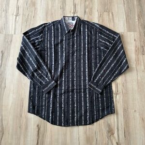 Robert Graham Black and Gray Striped Men's Shirt